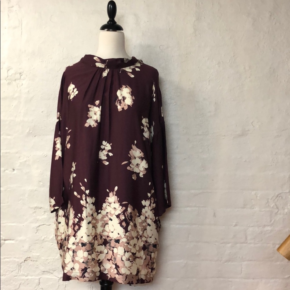 Burgundy floral dress or tunic - NWOT